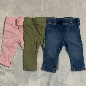 Bay girl pants pink, green, blue Jean size 6M-9M